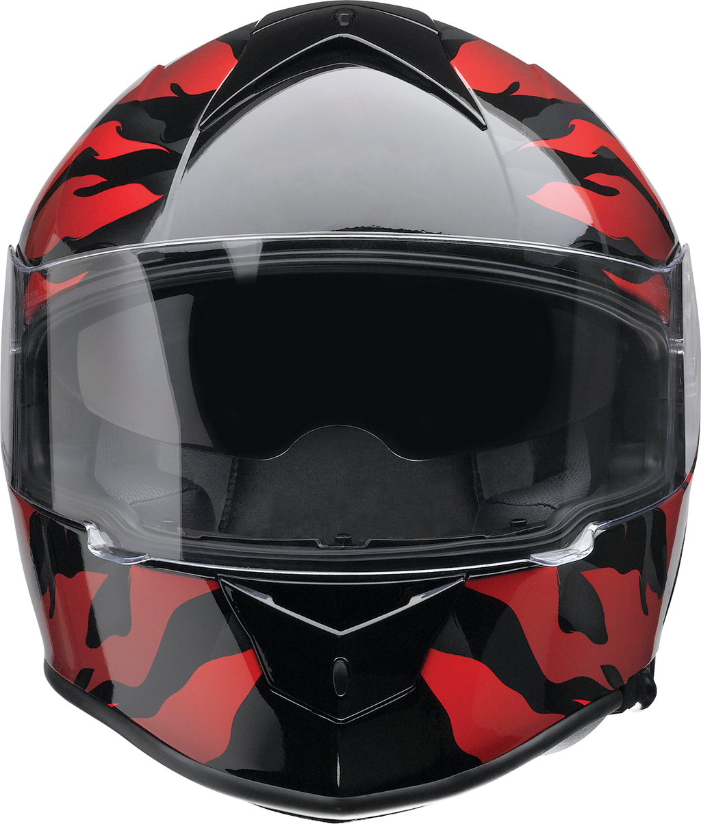 Z1R, Z1R Warrant Panthera Helmet in Black/Red - Small | Injection Molded Polycarbonate Shell with Drop-down Sun Visor