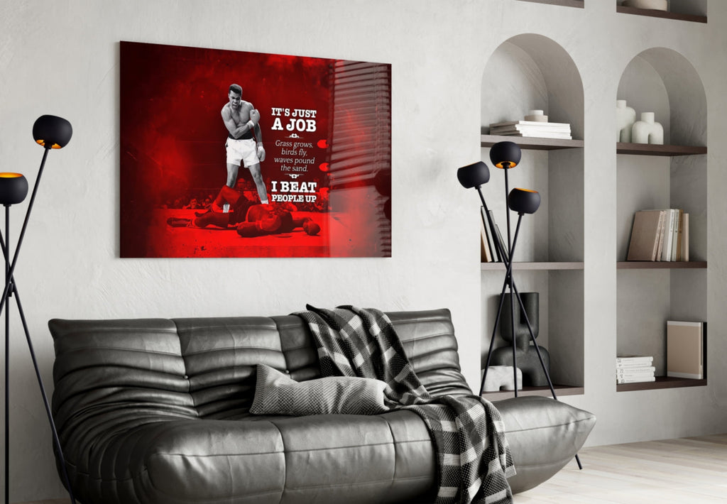 Crimson Boxer Quote Poster Glass Wall Art