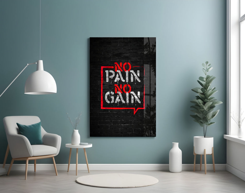 Red Frame Brick Graffiti Quote Glass Wall Art