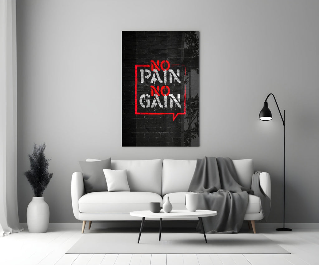 Red Frame Brick Graffiti Quote Glass Wall Art