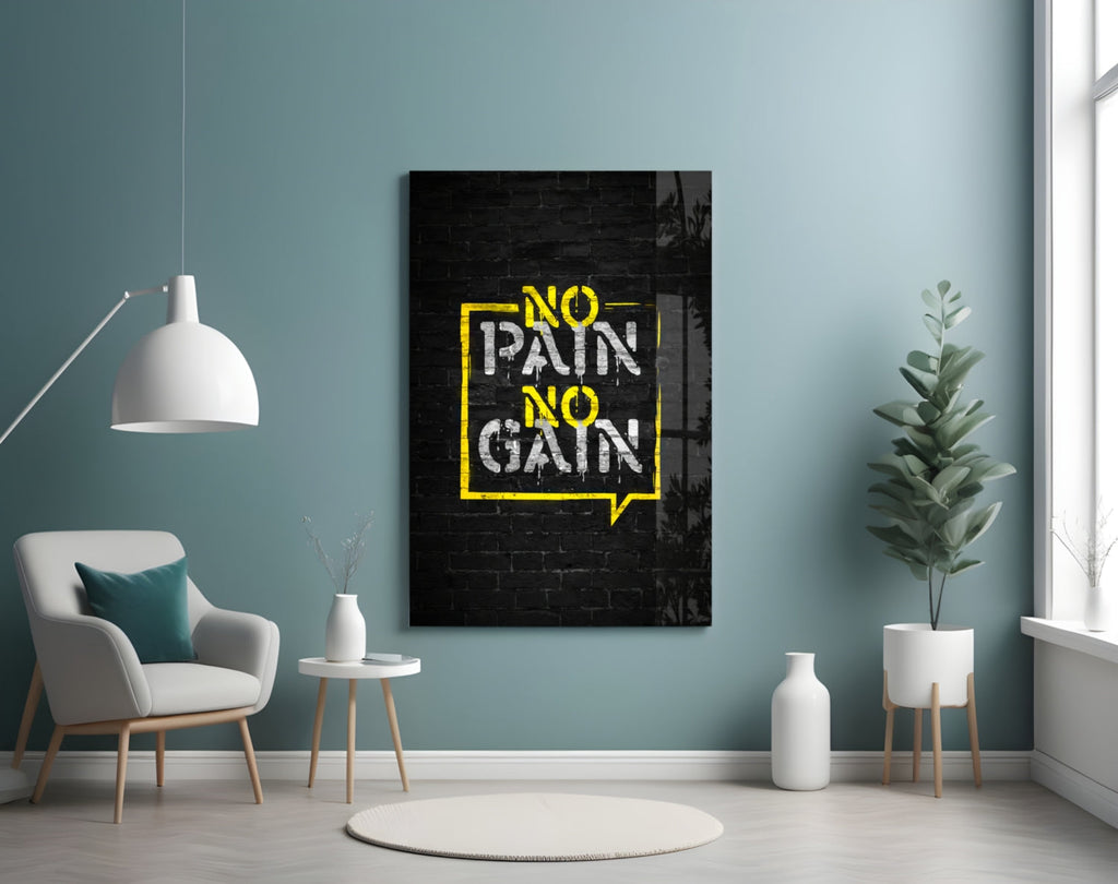 Yellow Frame Brick Graffiti Quote Glass Wall Art