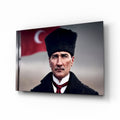 Ataturk Kalpak Crescent Flag Glass Wall Art