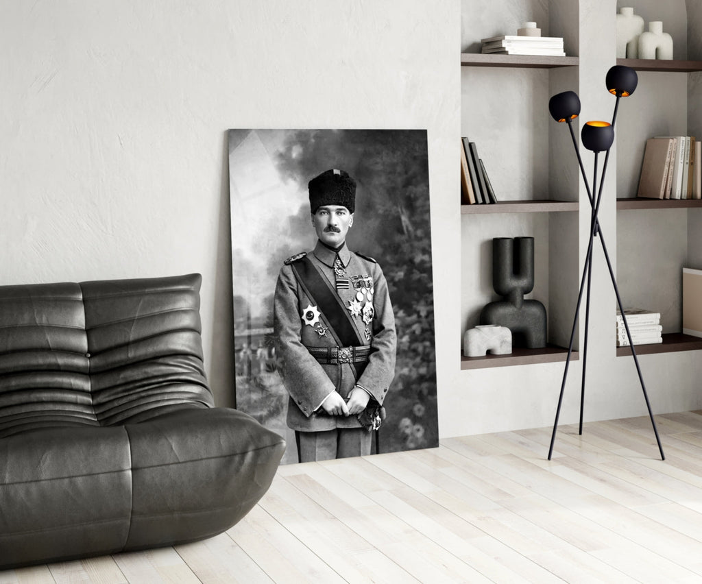 Ataturk Full Length Medals Portrait Glass Wall Art