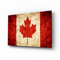 Vintage Grunge Canada Maple Leaf Flag Glass Wall Art