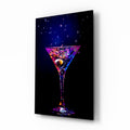 Neon Purple Splash Martini Olive Glass Wall Art