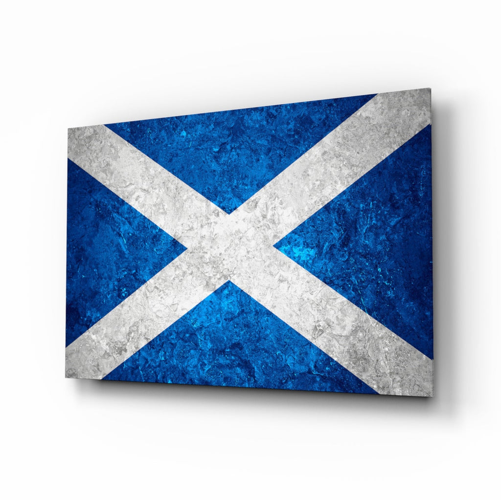 Icy Marble Deep Blue Scotland Flag Glass Wall Art