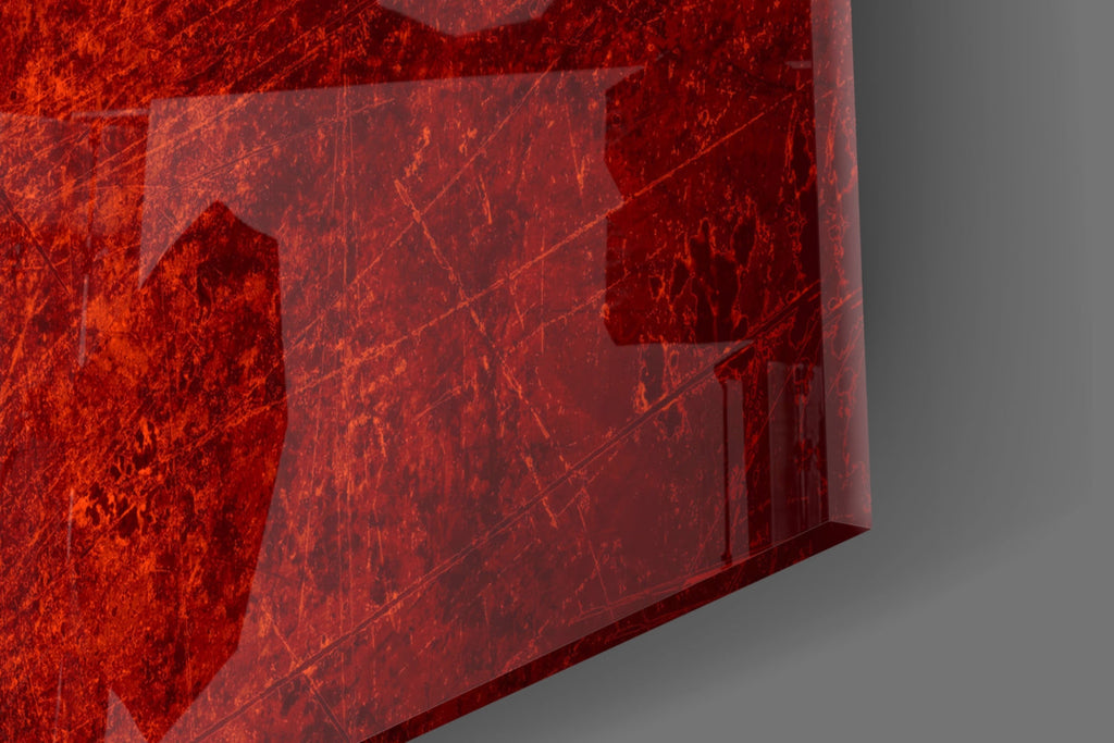 Deep Burgundy Weathered Denmark Cross Flag Glass Wall Art