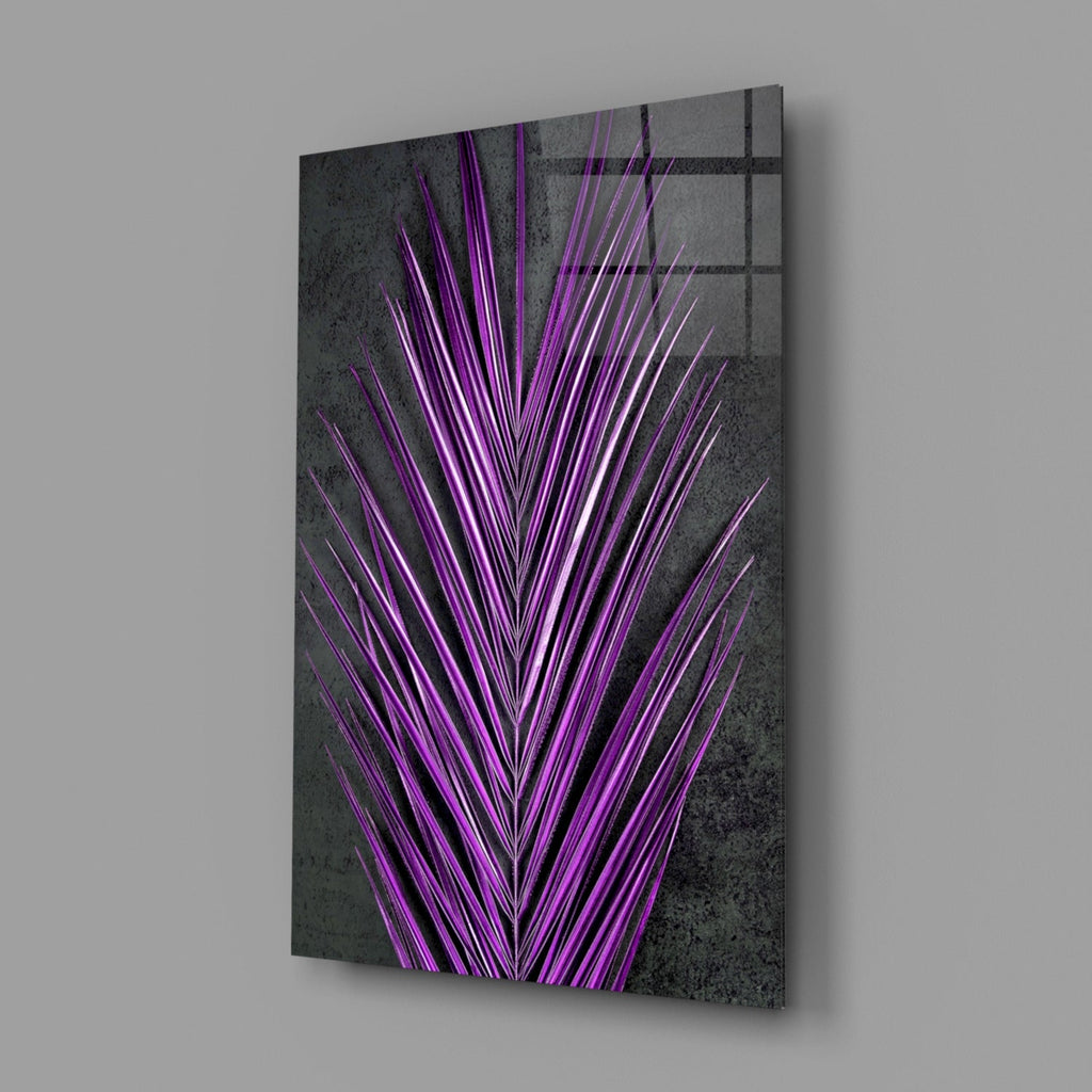 Bright Purple Palm Frond Areca Bunch Glass Wall Art