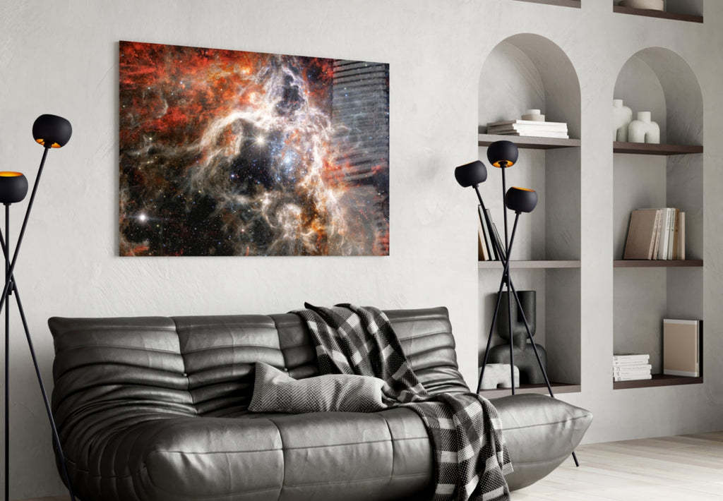 Fiery Filament Nebula Star Cluster Glass Wall Art