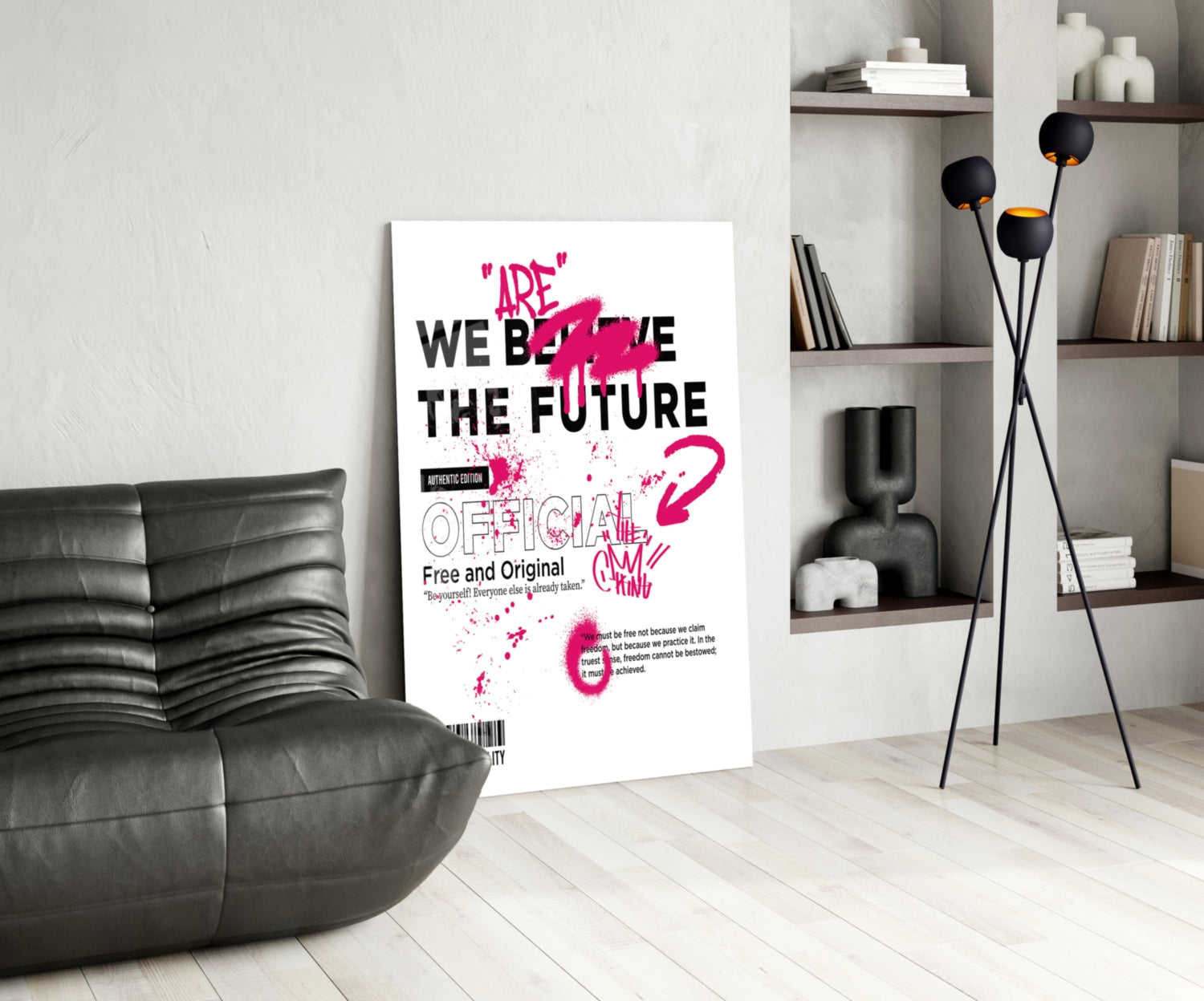 Pink Spray Tag White Streetwear Type Glass Wall Art