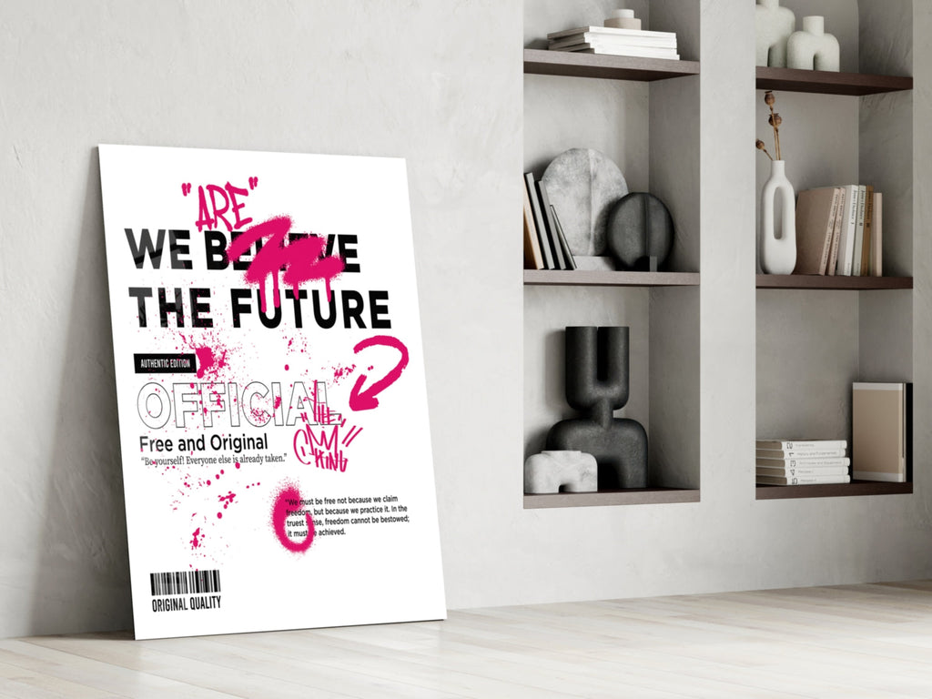 Pink Spray Tag White Streetwear Type Glass Wall Art