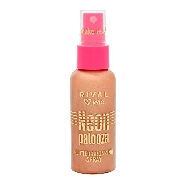 Rival Loves Me Neon Palooza Glitter Bronzer Spray - Festive Sparkly Makeup for Parties & Special Events
