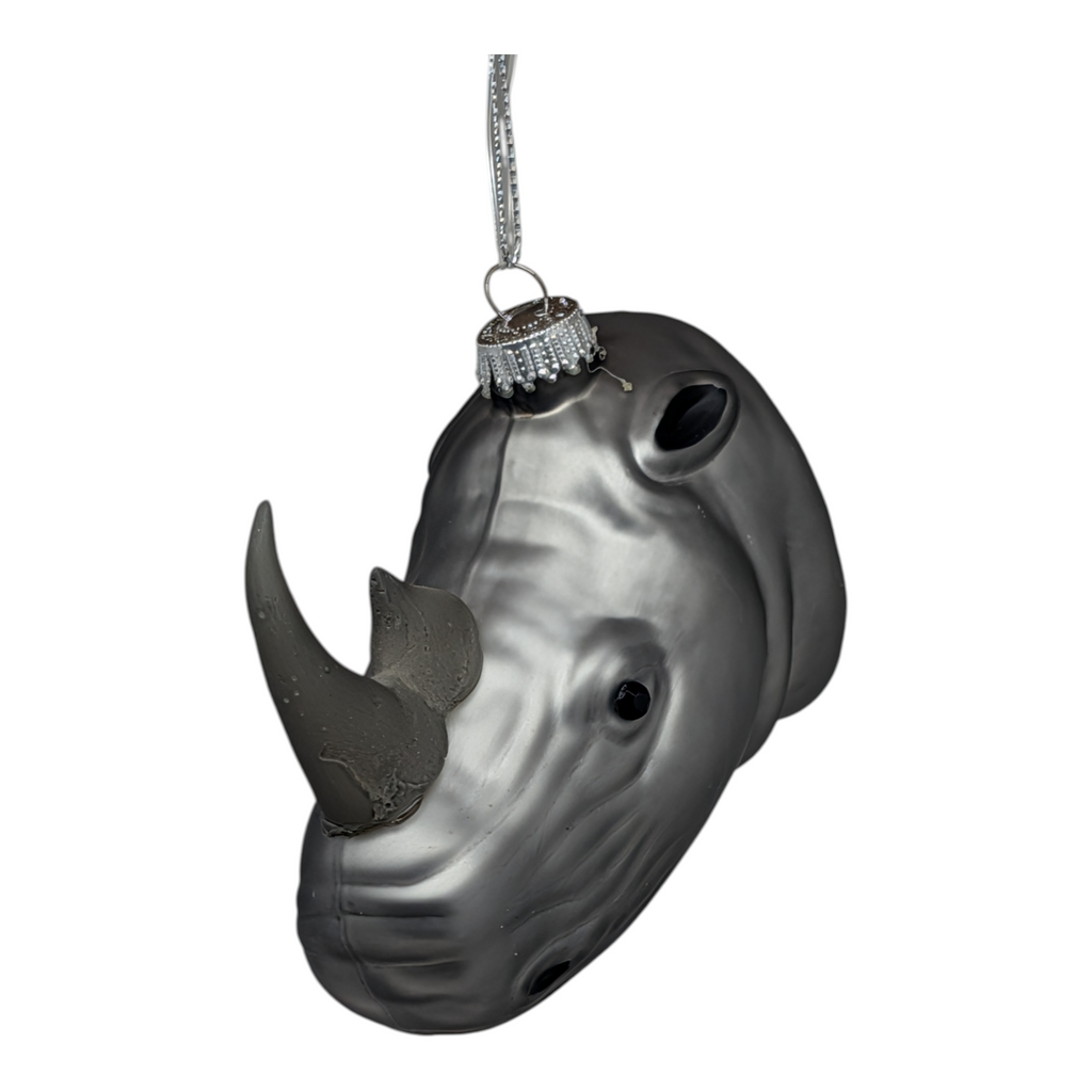 Glass Rhino Head Figurine Ornament